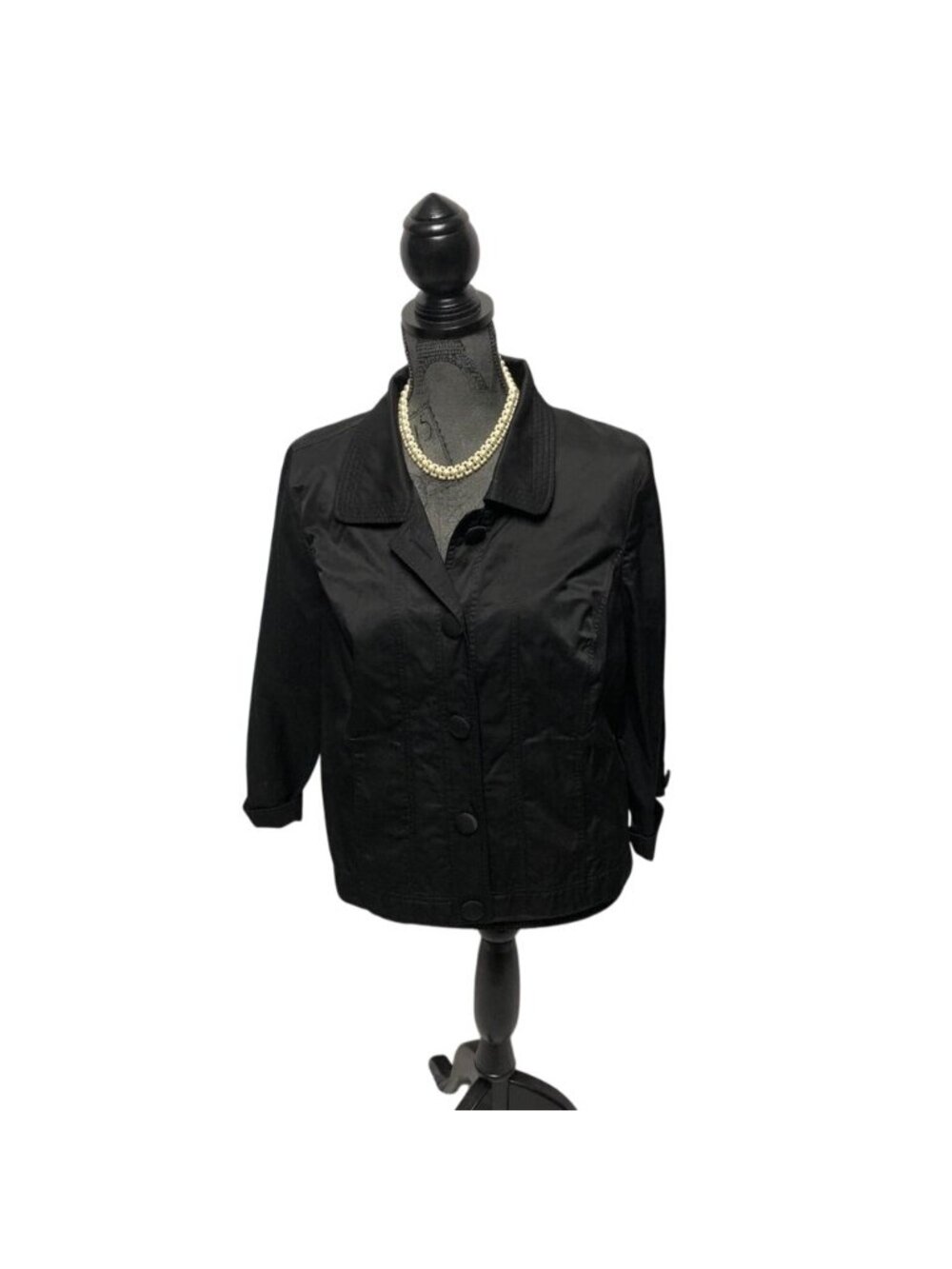 CJ Banks Jacket Womens Size X 14W Black Button Up Blazer Office Evening Travel